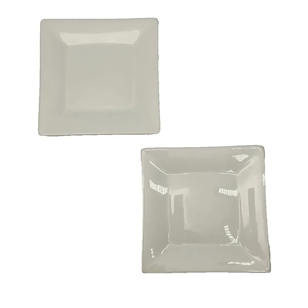 Crate & Barrel Square Plates White 6